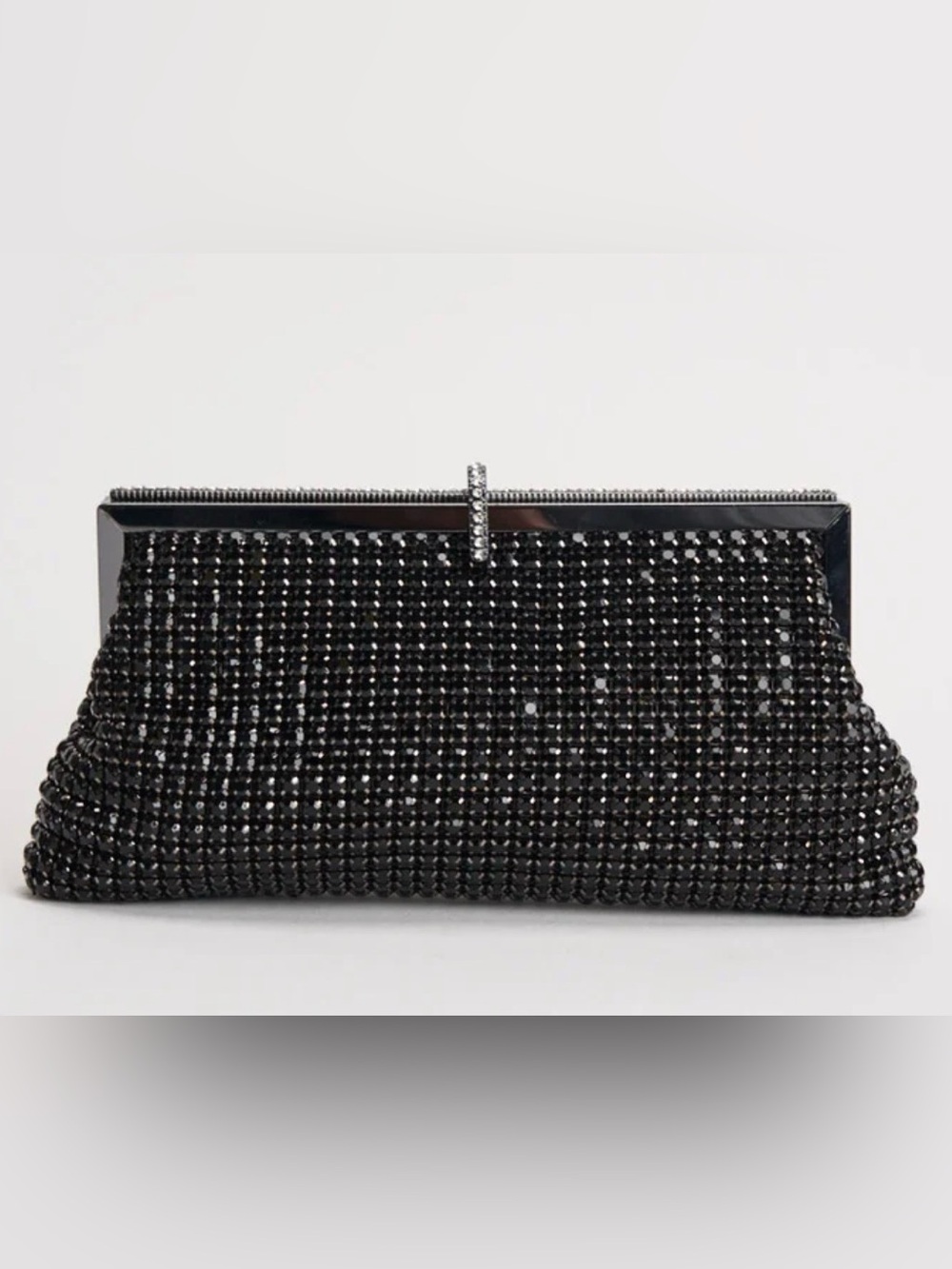 Black Crystal Fringe Evening Clutch - Women Bags